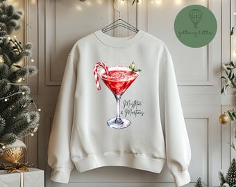 Christmas Cocktail Shirt, Holiday Spirit Cocktail Club Shirt, Mistletoe and Martinis, Christmas Sweater, Mama Christmas Sweatshirt