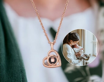 Collier photo personnalisé, projection personnalisée collier et porte-clés, cadeau pour elle, cadeau pour maman, collier personnalisé
