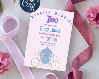 Cinderella Birthday Invitation | Bibbidi Bobbidi Two, Customizable (Digital)