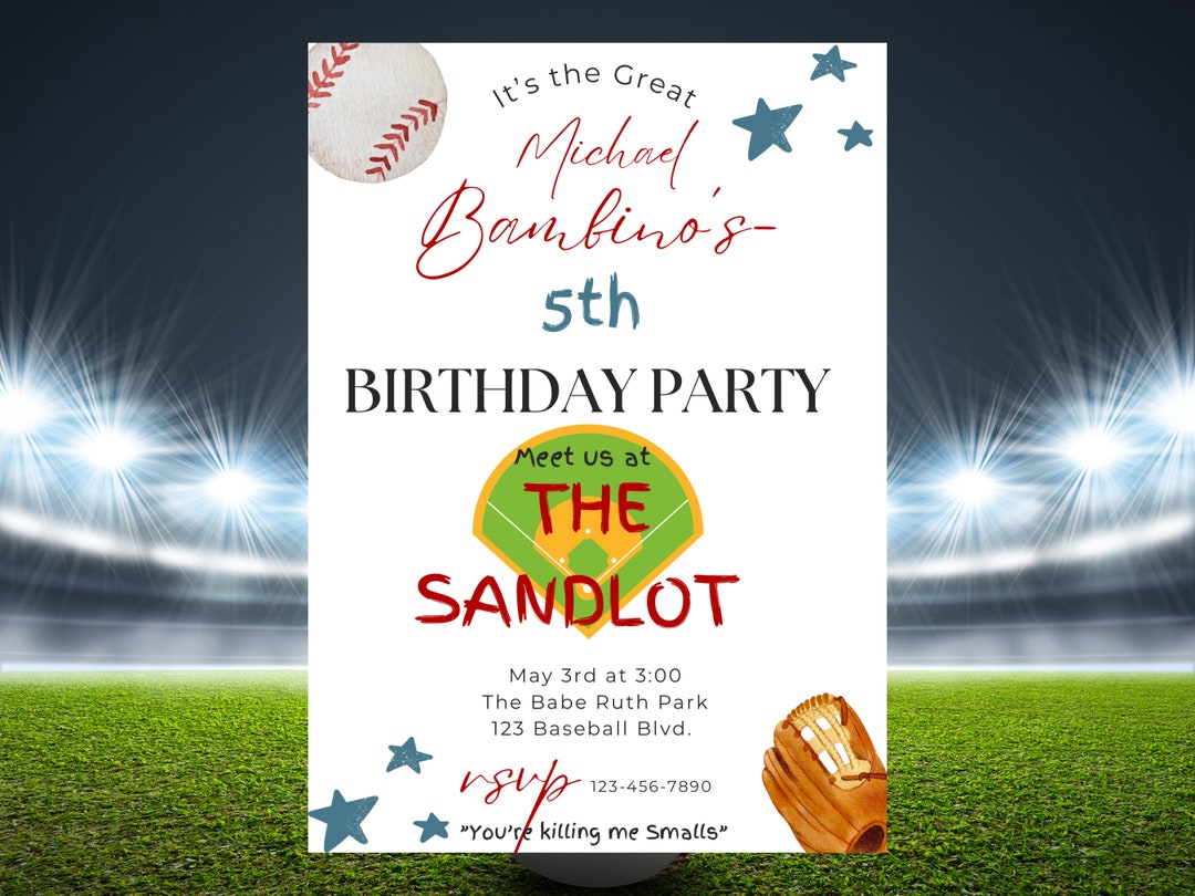 The Sandlot Birthday Invitation Baseball Invitation - Etsy