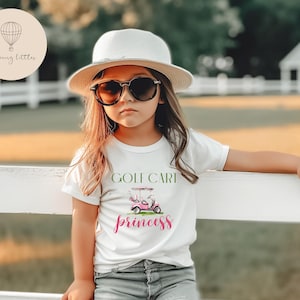 ゴルフカートプリンセスシャツ、面白いゴルフシャツ、女の子用ゴルフカートシャツ、ゴルフカートTシャツ、子供用ゴルフシャツ、パーTシャツ、ゴルフカートプリンセス