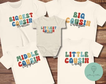 Custom Big Cousin Retro Toddler Shirt, Biggest Cousin Shirt, Cousins Shirt, Vintage Cousin Shirt, Little Cousin Shirt, Littlest Cousin Shirt