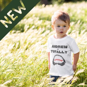 Custom &quot;Jawsome&quot; Shark Themed T-Shirt, Custom Kids Birthday T-shirt, Baby Short Sleeve T-Shirt