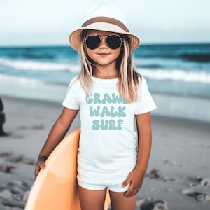 Crawl Walk Surf Baby Romper, Surfer Baby Romper, Cute Toddler Retro Shirt - Retro Natural Infant, Toddler & Youth Tee