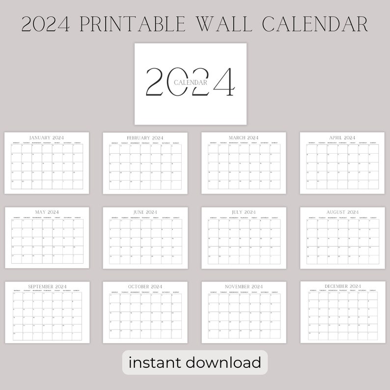 2024 Wall Calendar 2024 Monthly Planner Landscape Minimalist Monthly
