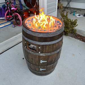 Rustic Bourbon Barrel Fire Pit - Propane (BTO)