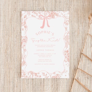 Pink Floral Toile Bridal Shower Invitation