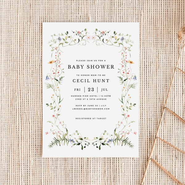 Wildflower Garden Baby Shower Invite English Secret Garden Baby Shower Sprinkle Countryside Spring Garden Party Floral Summer Baby Editable