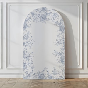 Download digital de fundo floral elegante para chá de bebê, design de jardim francês, padrão azul para impressão, cabine de fotos, decoração de casamento e noiva