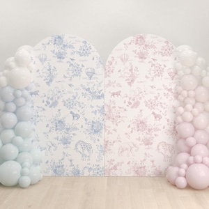Gender Reveal Backdrop Printable Photo Booth Props Baby Shower Background Pink Blue Floral Party Decoration Digital Download Photo Props