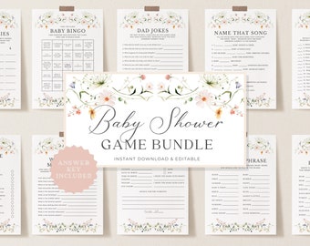 Wildflower Countryside Baby Shower Game Bundle Garden Party Baby Shower Idea Floral Baby Shower For Girl Garden Baby Sprinkle Game Template