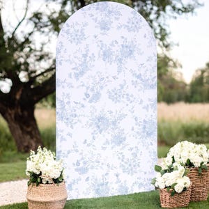 Wedding Photo Fabric Backdrop Bridal Shower Decor Blue Floral Butterfly Party Prop Photo Booth Background Set Wedding Decor Event Space bild 10