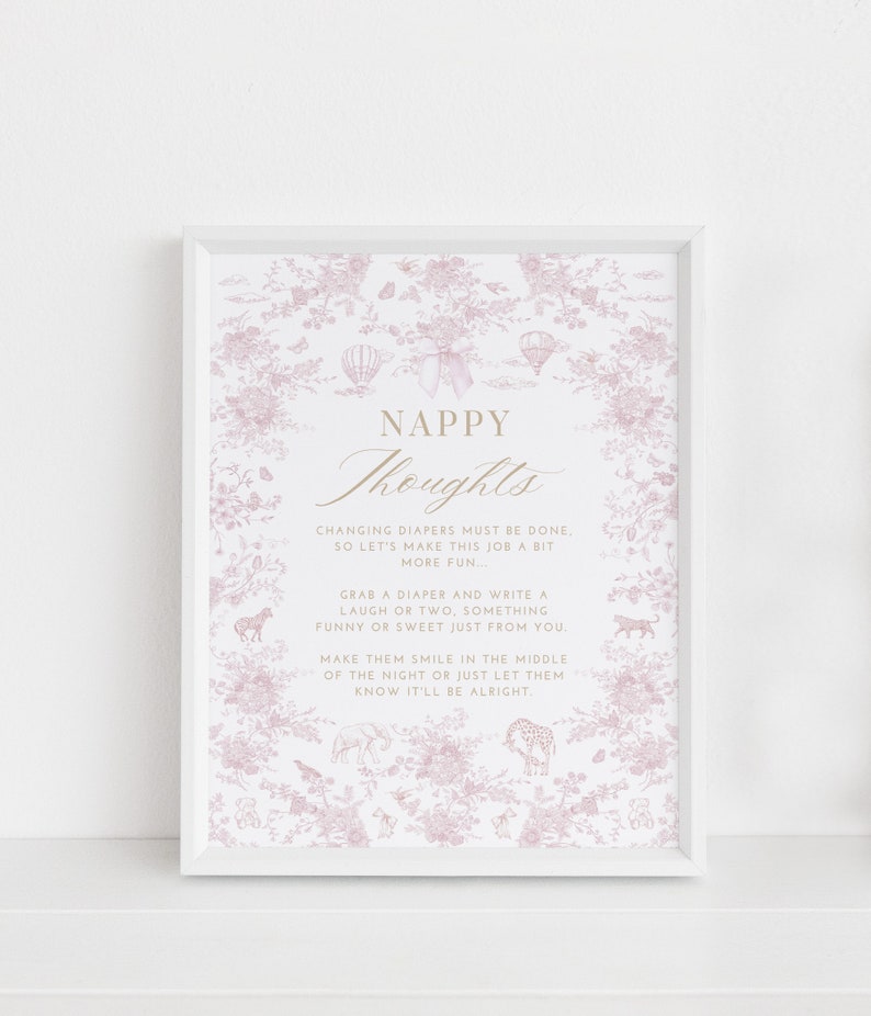 Pink Toile Baby Shower Table Sign Bundle