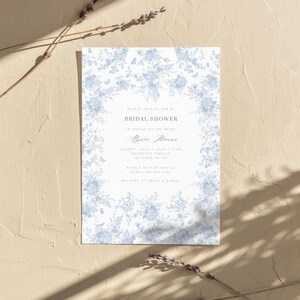 Blue Vintage Wedding Shower Editable Digital Announcement