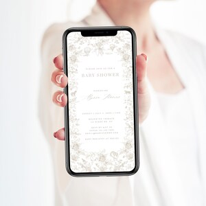 Boho Newborn Announcement Toile Paperless Invitation