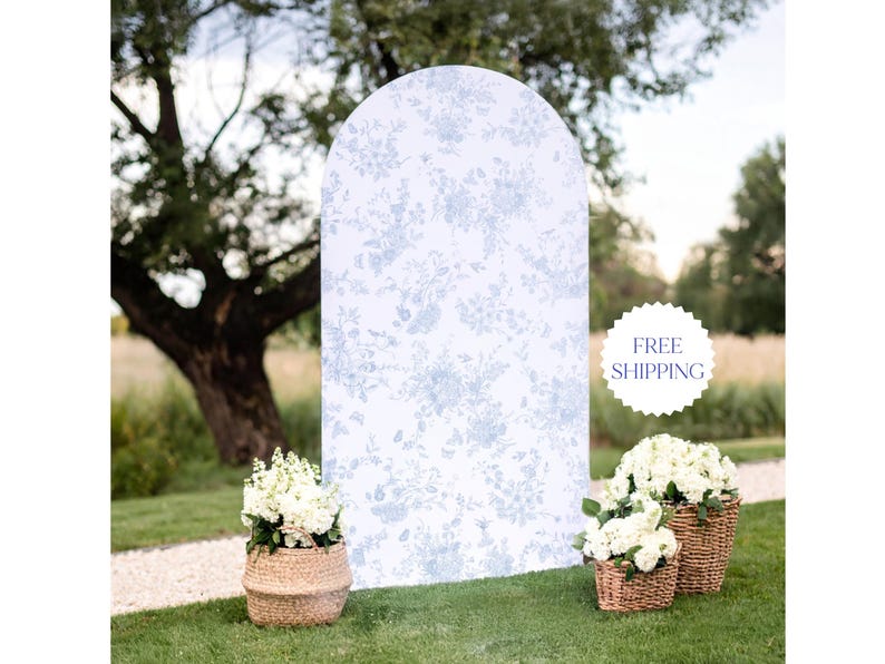 Wedding Photo Fabric Backdrop Bridal Shower Decor Blue Floral Butterfly Party Prop Photo Booth Background Set Wedding Decor Event Space bild 1