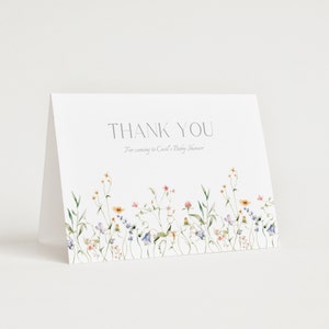Wildblumen Landschaft Garten gefaltet Dankeschön-Karte | Größe 3,5 "x5" & 4 "x6" | Geschlechtsneutral | Druckbare bearbeitbare Vorlage | Sofort Download