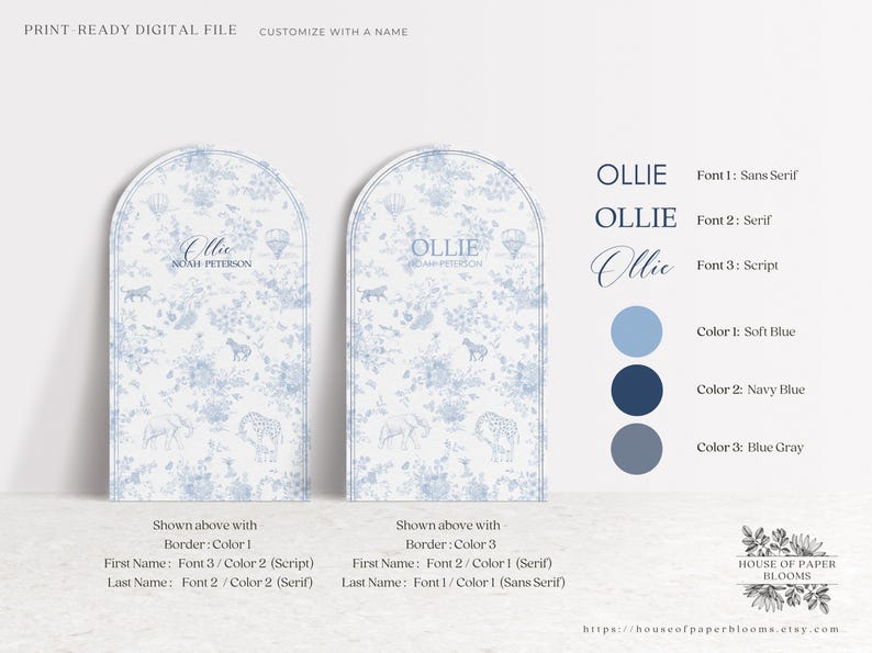 Toile De Jouy Arch Backdrop Elegant Blue Floral Toile Baby Shower Decor