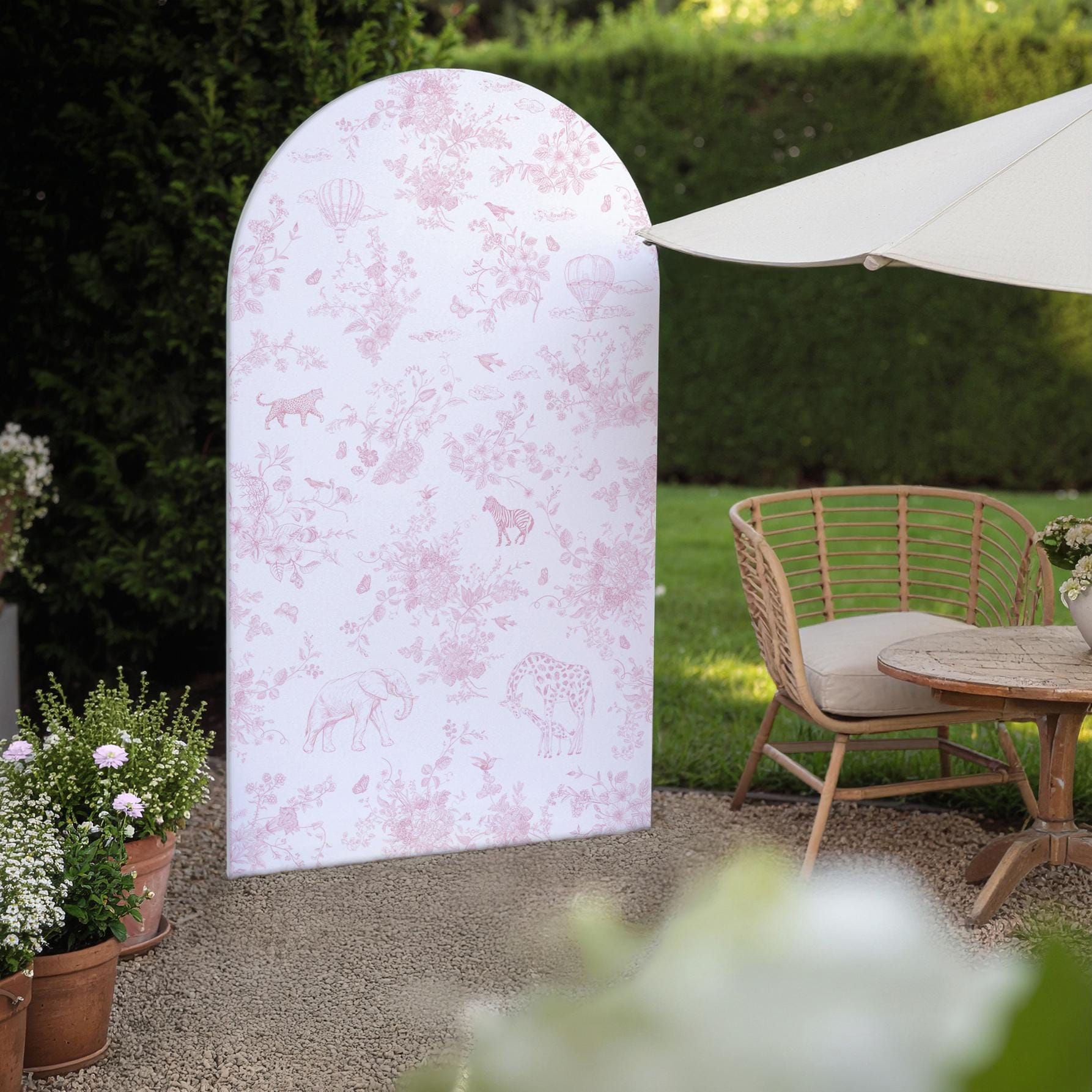 Toile Photo Backdrop Pink Toile Birthday Backdrop Baby Shower Backdrop Photo Backdrop Floral ...