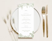 Sage Green Floral Menu Card Elegant Baby Shower Menu Template Gender Neutral Safari Party Menu Garden Party Decor Place Card Template