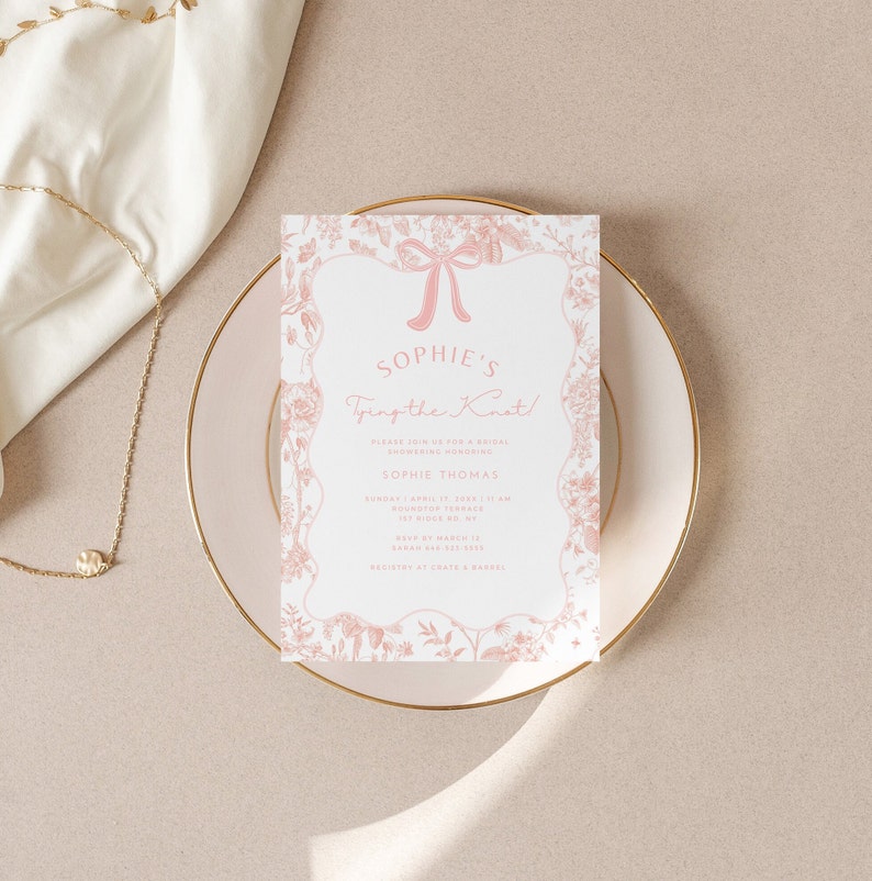 Wedding Shower Chinoiserie Invite Wavy Border Template