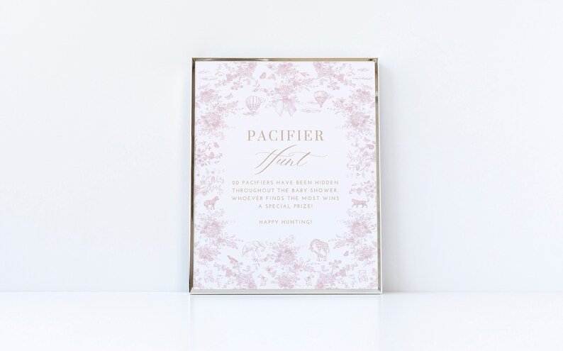 Pink Floral Decor Safari Baby Shower Game