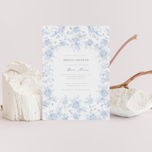 Something Blue Vintage Wedding Shower Editable Digital Announcement