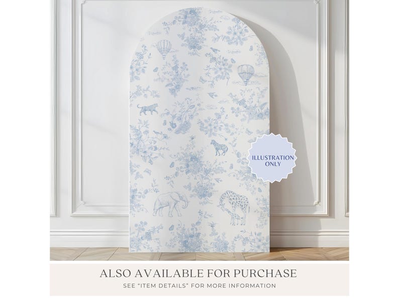 Toile De Jouy Arch Backdrop Elegant Blue Floral Toile Baby Shower Decor