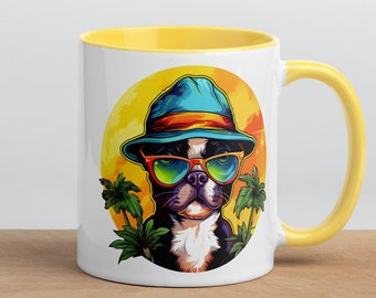 Hip Boston Terrier Mug with Color Inside - Colorful Coffee Mug - Creative Tea Mug - Fun Artistic Cup