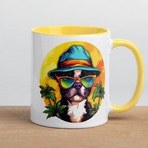 Hip Boston Terrier Mug with Color Inside - Colorful Coffee Mug - Creative Tea Mug - Fun Artistic Cup
