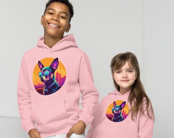 Chihuahua in Sunglasses Kid's Hoodie - Hip Chihuahua Kid's Hoodie - Cute Kid's Gift - Fun Cute Dog Kid's Hoodie for Cool Stylish Child