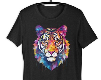 Tiger Trip Tee - Geometric Tiger Graphic T-shirt - Stylish shirt - Hip Tiger Illustration Shirt for hip guy or girl - Comfy graphic tee
