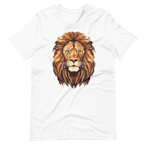 Grafisch T shirt met leeuwenkop Stijlvol shirt voor mannen Shirt met leeuwenillustratie voor hippe mannen Comfortabel grafisch T shirt Etsy Nederland