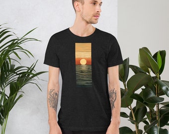 California Sunset Slice Unisex Shirt - Stylish Graphic T-Shirt Gift - Hip Graphic Tee For Men or Women - Sun Setting Over The Ocean Shirt