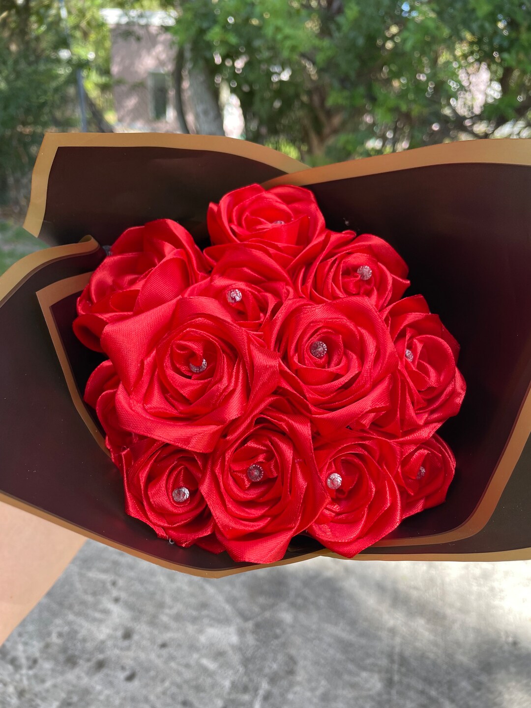 Bouquet,ramo Buchón, 12 Roses, Rosas Eternas, Ribbon Roses - Etsy