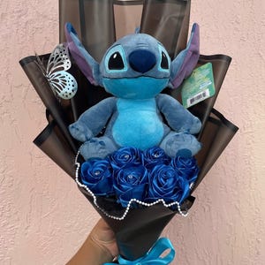 Stitch bouquet, roses, Rosas eternas, ribbon roses, flowers