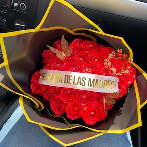 Bouquet, Roses, Eternal roses, Mother&#39;s Day, ribbon roses