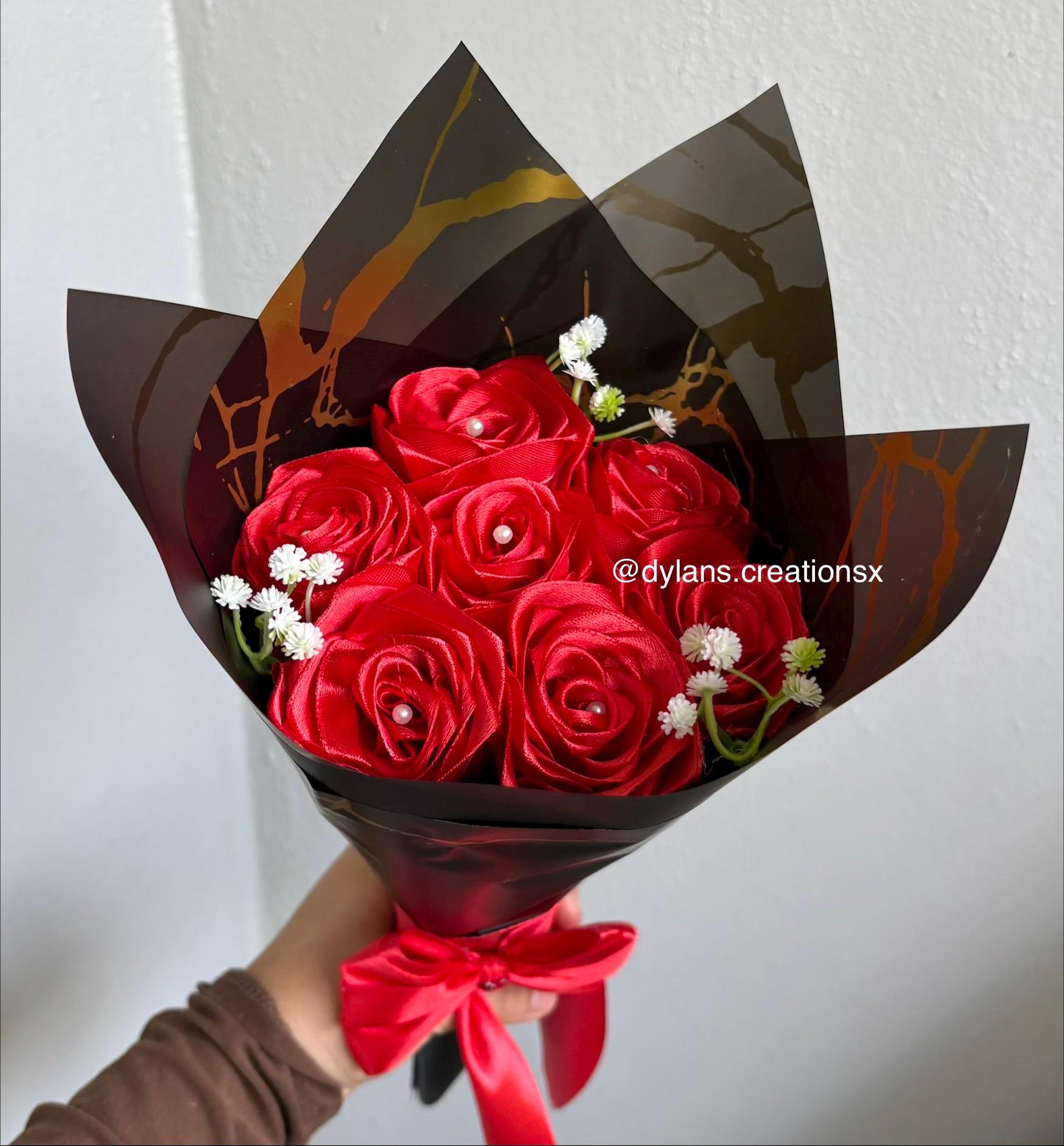 Red Ribbon Rose Ramo Red Ribbon Roses Bouquet, Ramos Eternos, Rosas Eternas - Etsy