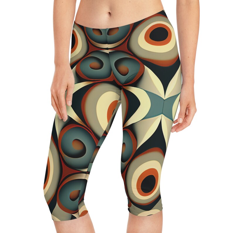 Bold Pattern Capri Leggings Etsy