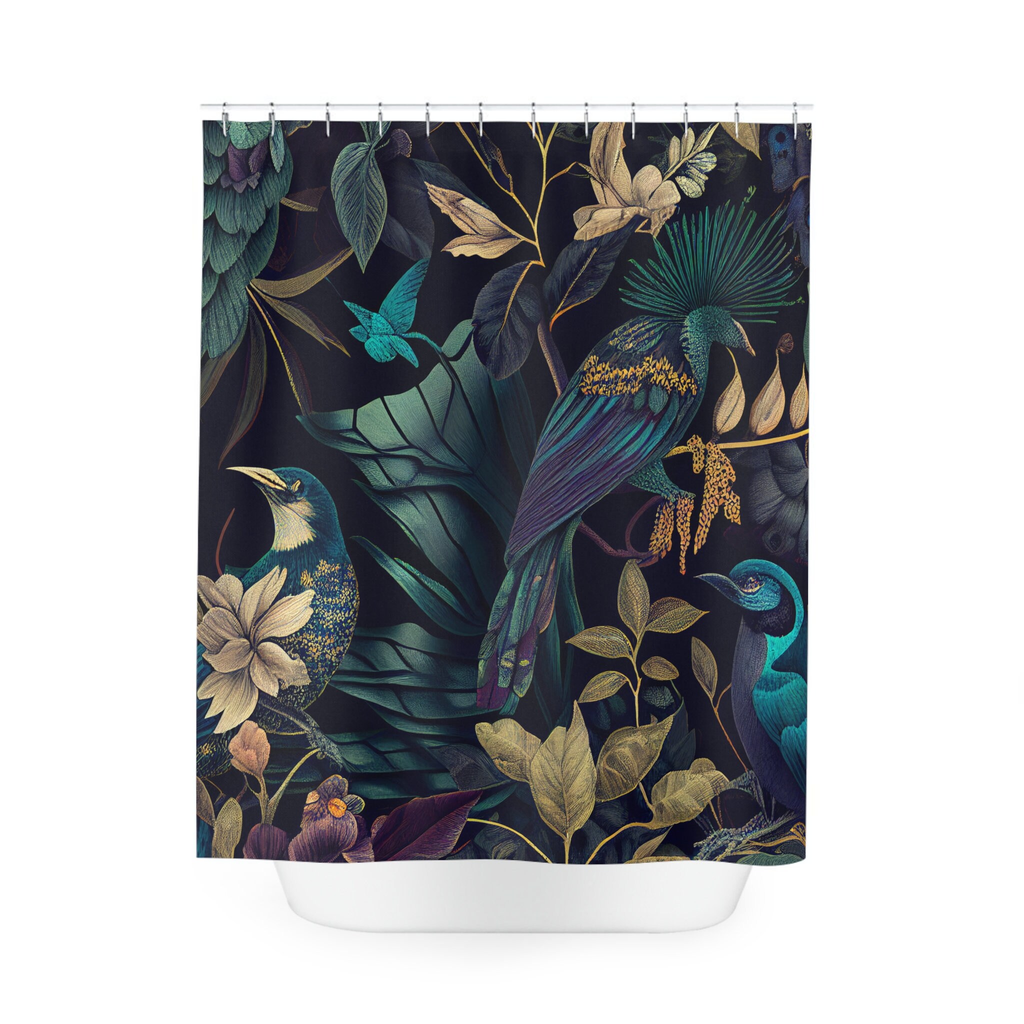 Tropical Jungle Bird Pattern Shower Curtain - Etsy
