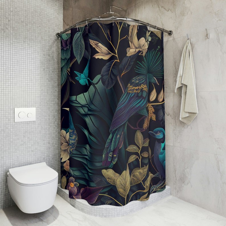 Tropical Jungle Bird Pattern Shower Curtain - Etsy