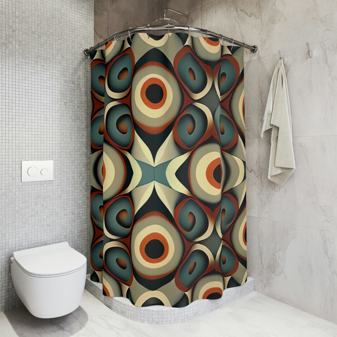 Geo Circles Gray Shower Curtains