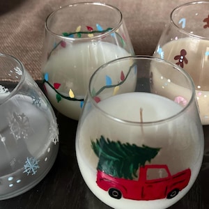 Christmas Wine Glass Candles