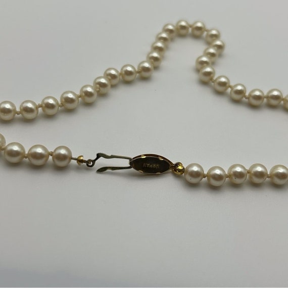 Vintage Faux Pearl Hand Knotted Necklace Gold Ton… - image 7