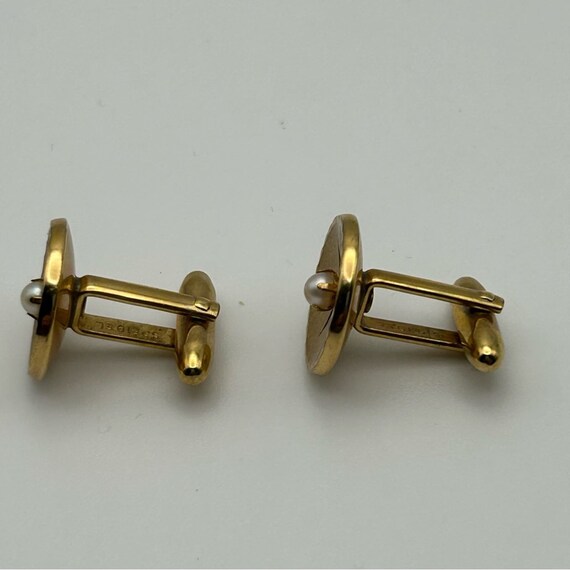 Vintage Speidel Cultured Pearl Gold Tone Cufflink… - image 3