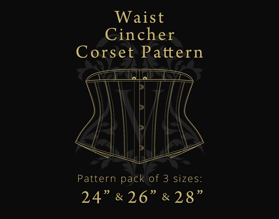Waist Cincher Corset Pattern Digital A4 Files Corset Sizes 24, 26, 28