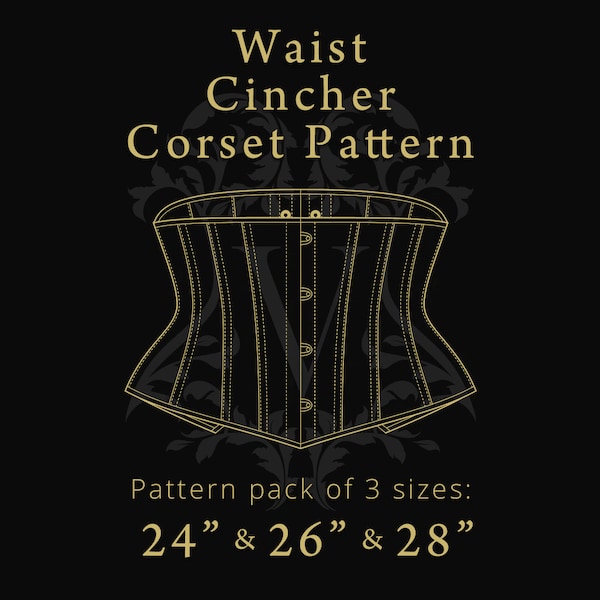 Modèle de corset serre-taille | Fichiers numériques A4 | Tailles de corset : 24", 26", 28"