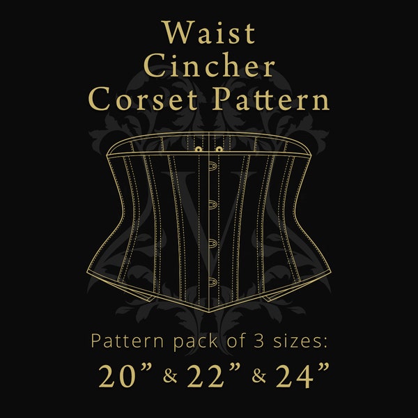 Modèle de corset serre-taille | Fichiers numériques A4 | Tailles de corset : 20", 22", 24"