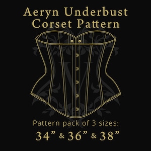 Aeryn Unterbrustkorsett-Muster | Digitale A4- und A3-Dateien | Korsettgrößen: 34", 36", 38"