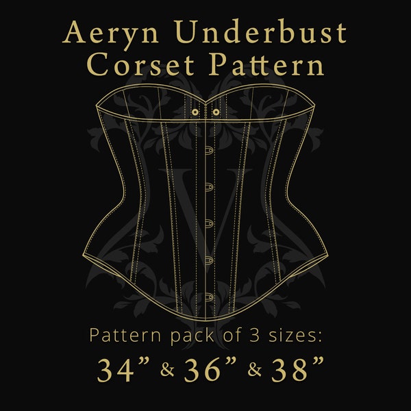 Aeryn Underbust Corset Pattern | Digital A4 & A3 Files | Corset Sizes: 34", 36", 38"